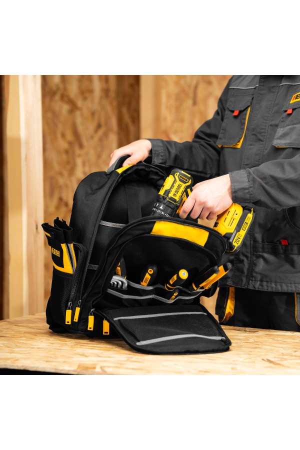 Рюкзак для инструмента, 365х190х430 мм, 3 отделения, 26 карманов Denzel