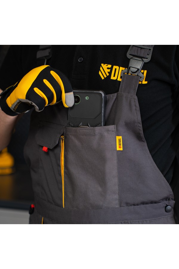 Полукомбинезон профессиональный рабочий, 65% полиэстер 35% хлопок, L Denzel