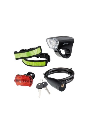 Набор велосипедный : передний и задний фонари Led, светоотражатель и тросовый замок Stern