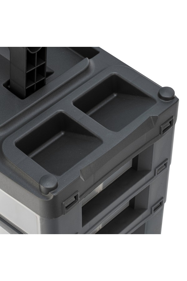 Органайзер для хранения с выдвижными лотками 310х150х260мм, 4 секции, пластик Stels