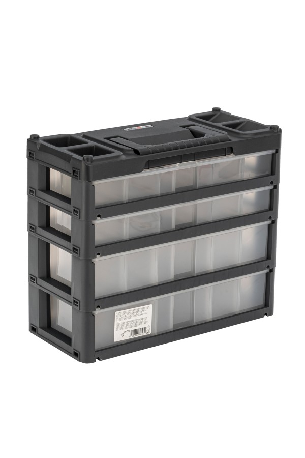 Органайзер для хранения с выдвижными лотками 310х150х260мм, 4 секции, пластик Stels