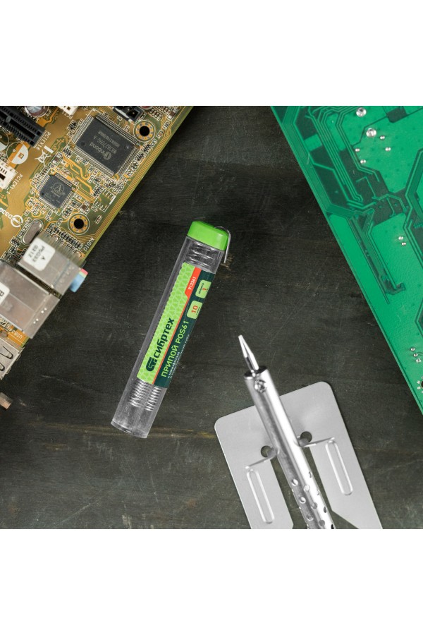 Припой с канифолью, D 1 мм, 10 г, POS61, в пластмассовой тубе Сибртех