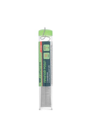 Припой с канифолью, D 1 мм, 10 г, POS61, в пластмассовой тубе Сибртех