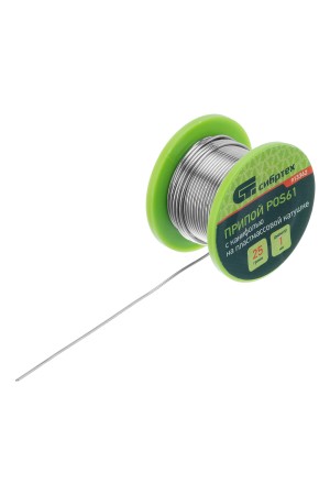 Припой с канифолью, D 1 мм, 25 г, POS61, на пластмассовой катушке Сибртех