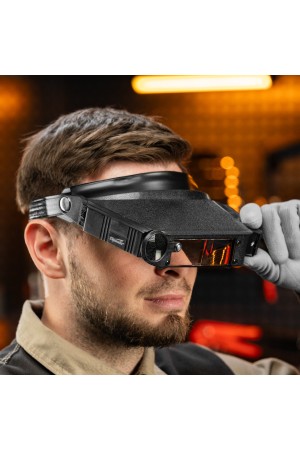 Лупа с дополнительными линзами, с подсветкой, для закрепления на голове Sparta