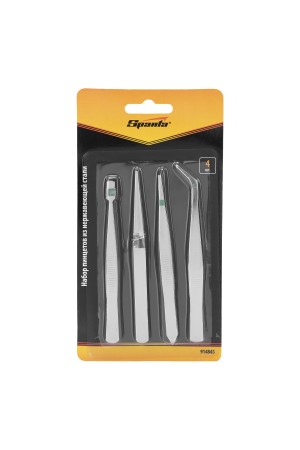 Набор пинцетов из нержавеющей стали, 4 шт, Sparta