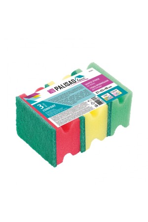 Губки для посуды профильные Comfort, 87 x 65 x 40 мм, 3 шт., Home Palisad
