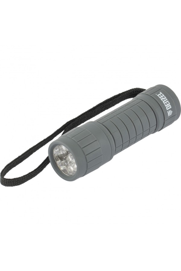 Фонарь светодиодный, серый корпус с мягким покрытием, 9 Led, 3хААА Denzel