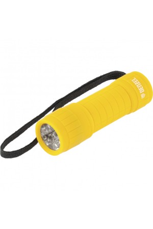 Фонарь светодиодный, желтый корпус с мягким покрытием, 9 Led, 3хААА Denzel