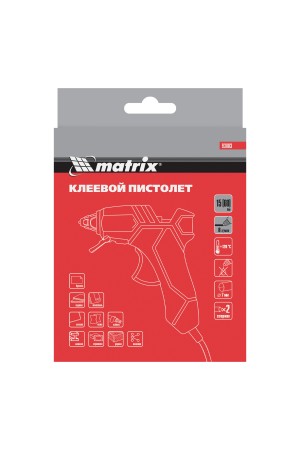 Клеевой пистолет, 7 мм, 15 (60) Вт, 8 г/мин Matrix