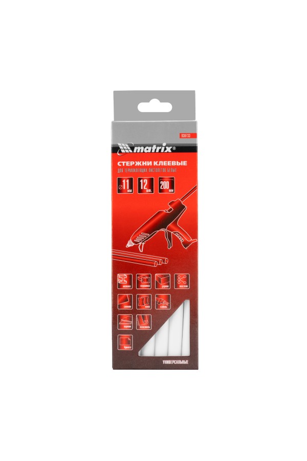 Стержни клеевые, белый, 11 х 200 мм, в упаковке 12 шт Matrix
