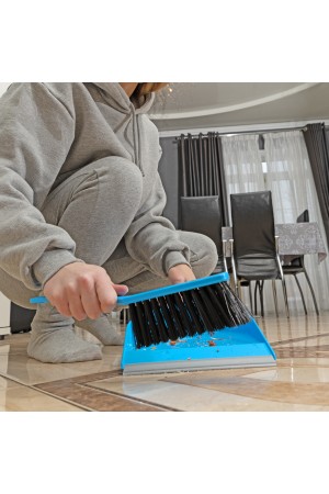 Набор: совок с кромкой 330 x 225 мм и щетка-сметка 285 мм, голубой, Home Palisad