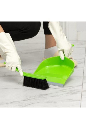 Набор: совок с кромкой 330 x 225 мм и щетка-сметка 285 мм, зеленый, Home Palisad