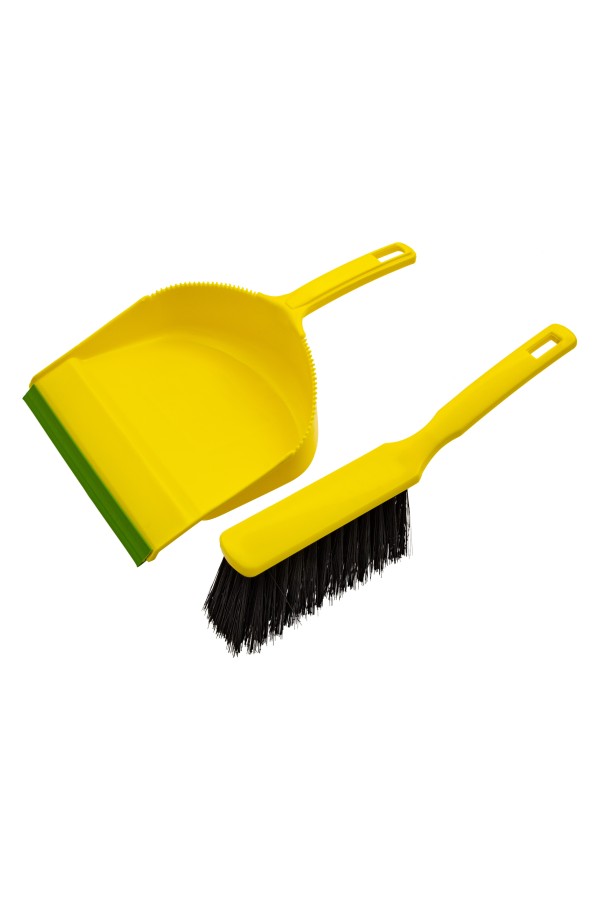 Набор: совок с кромкой 330 x 225 мм и щетка-сметка 285 мм, желтый, Home Palisad