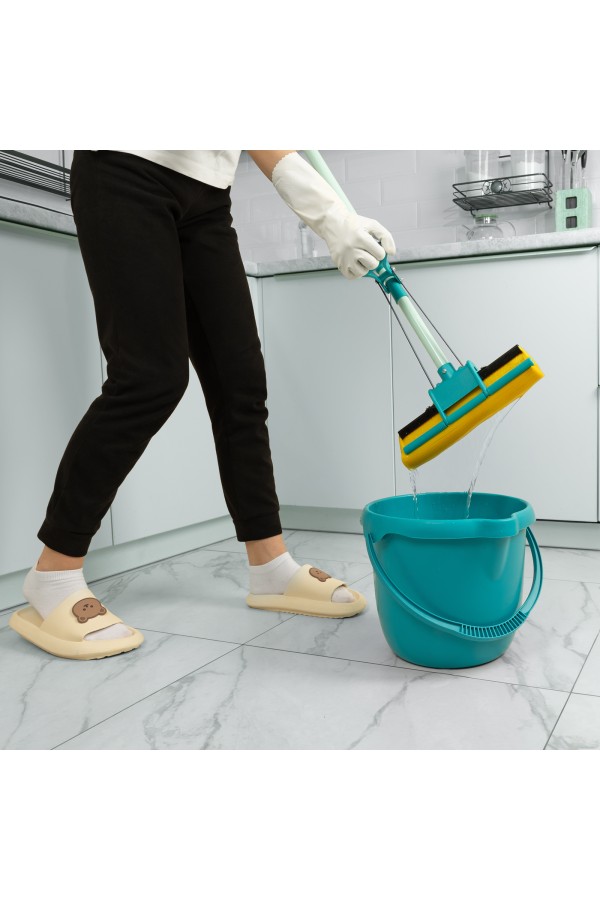 Швабра отжимная, 110 см, губка PVA 26х5,5х6 см, телескопическая рукоятка, бирюзовая, Home Palisad