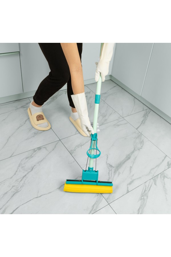 Швабра отжимная, 110 см, губка PVA 26х5,5х6 см, телескопическая рукоятка, бирюзовая, Home Palisad