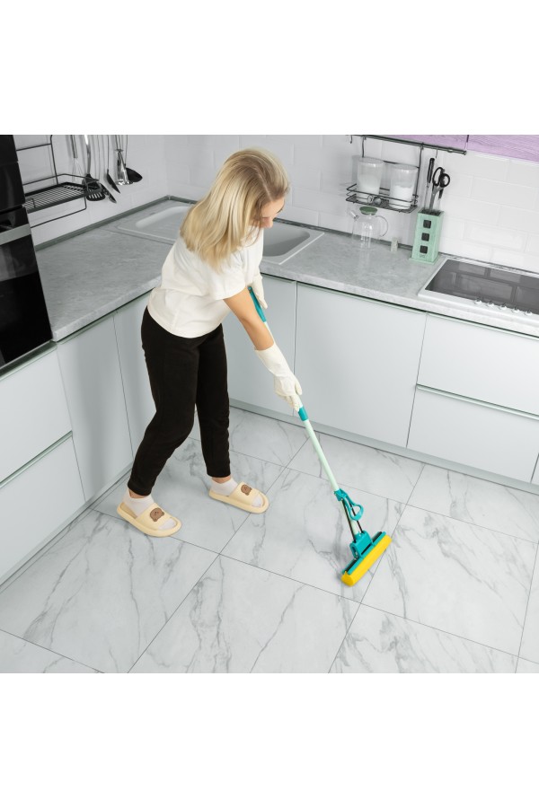 Швабра отжимная, 110 см, губка PVA 26х5,5х6 см, телескопическая рукоятка, бирюзовая, Home Palisad