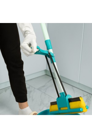 Швабра отжимная, 110 см, губка PVA 26х5,5х6 см, телескопическая рукоятка, бирюзовая, Home// Palisad
