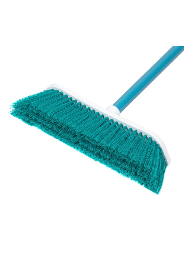 Щетка пластмассовая для подметания пола, 27 см, c черенком, 120 см, бирюзовая щетина, Home Palisad
