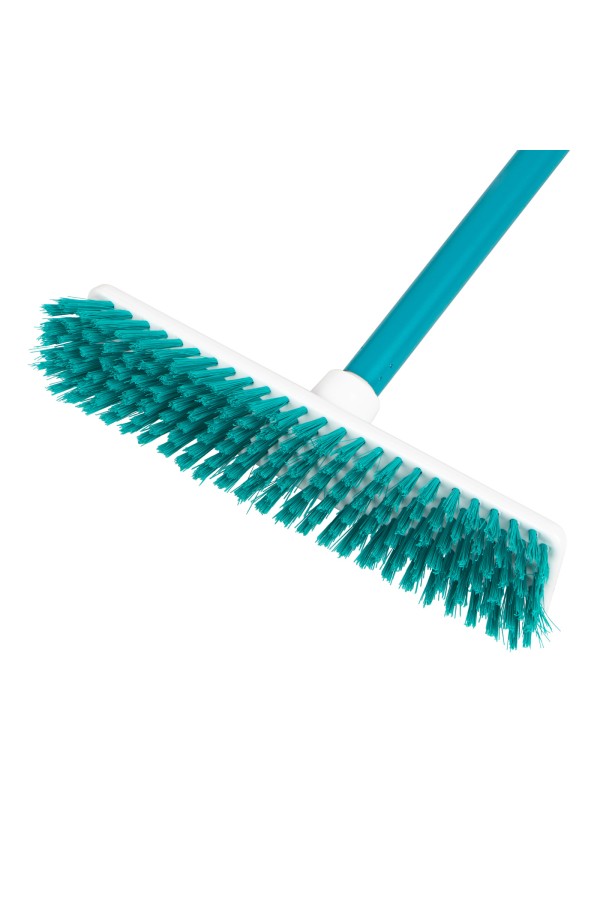 Щетка пластмассовая для чистки ковров, 27 cм, c черенком, 120 см, бирюзовая щетина, Home Palisad