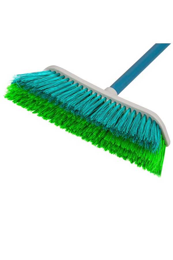 Щетка пластмассовая для подметания пола с комбинированной щетиной, 27 см, с черенком, 120 cм, Home Palisad