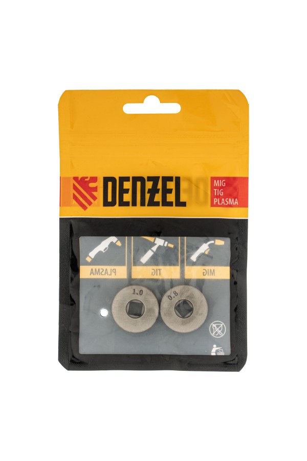 Подающий ролик, V профиль под стальную проволоку 0,8-1мм, посадка квадрат, 2 шт Denzel