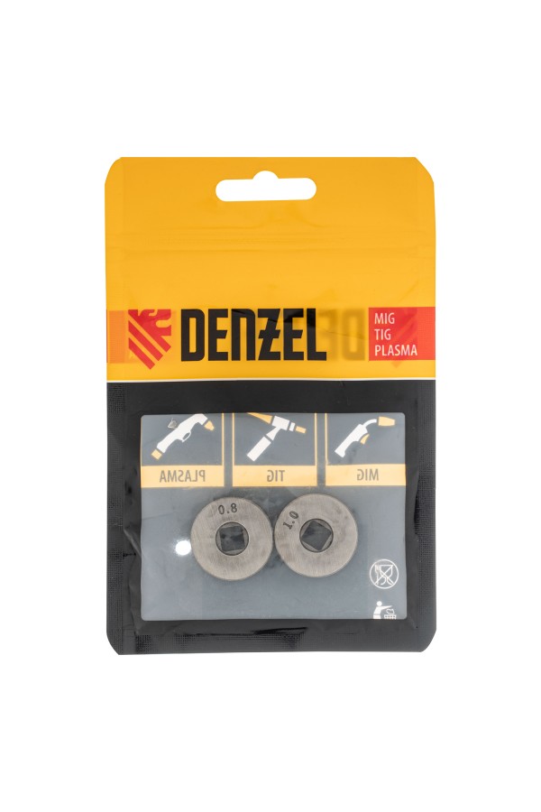 Подающий ролик, U профиль зубчатый под флюсовую проволоку 0,8-1мм посадка квадрат, 2 шт Denzel