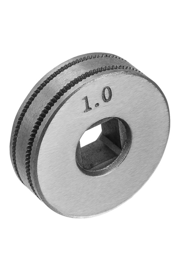 Подающий ролик, U профиль зубчатый под флюсовую проволоку 0,8-1мм посадка квадрат, 2 шт Denzel