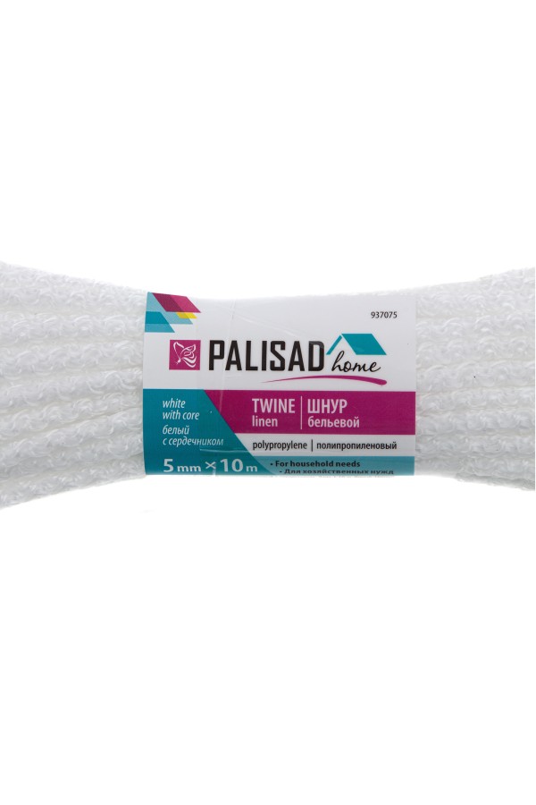 Шнур бельевой полипропиленовый с сердечником, 5 мм, L 10 м, белый, Home Palisad