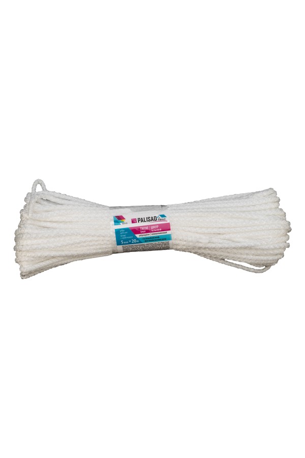 Шнур бельевой полипропиленовый с сердечником, 5 мм L 20 м, белый, Home Palisad