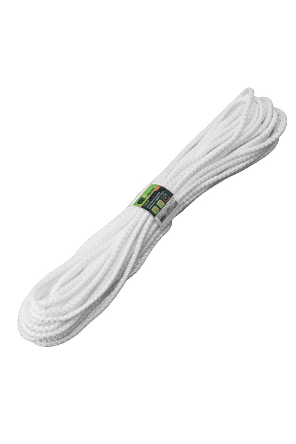 Шнур вязаный полипропиленовый с серд. белый, 7 мм, L 20 м, Сибртех