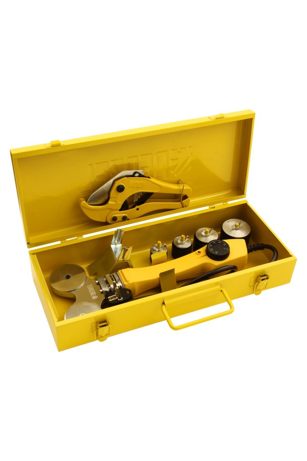 Аппарат для сварки пластиковых труб DWP-750, 750 Вт, 0-300 град, 4 насадки, 20-40 мм Denzel