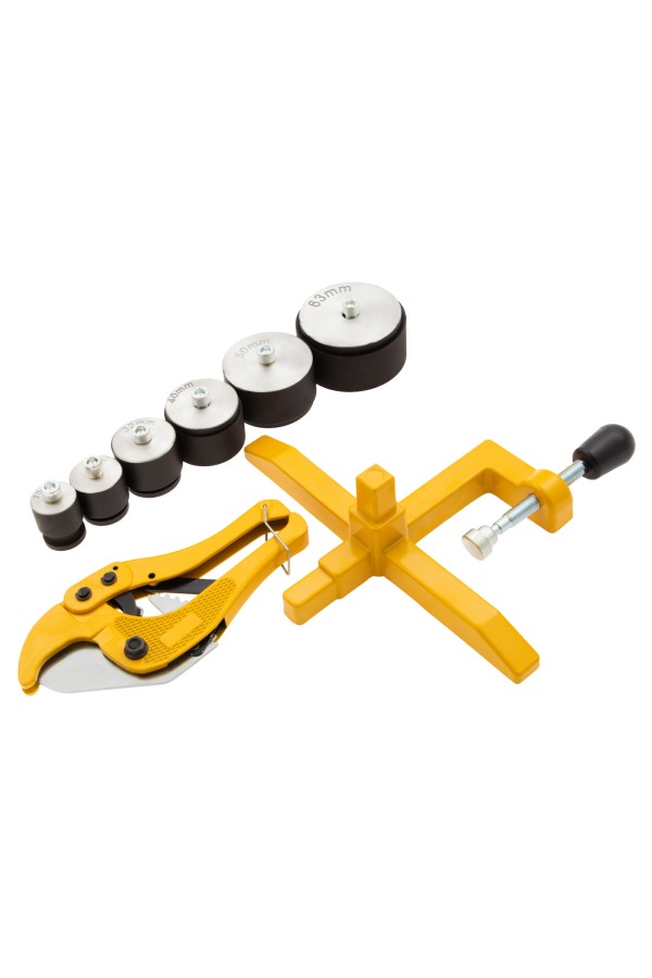 Аппарат для сварки пластиковых труб DWP-1500, 1500 Вт, 260-300 град, комплект насадок, 20-63 мм Denzel