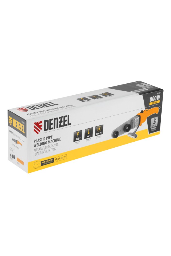 Аппарат для сварки пластиковых труб DWP-800, Х-Pro, 800 Вт, 300 град, комплект насадок, 20-32 мм Denzel