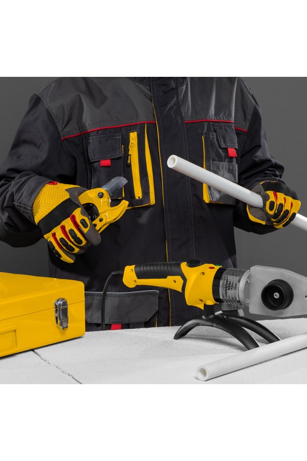 Аппарат для сварки пластиковых труб DWP-2000, Х-Pro, 2000 Вт, 300 град, комплект насадок, 20-63 мм Denzel