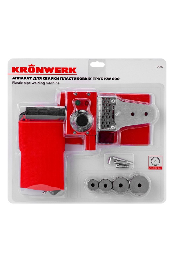 Аппарат для сварки пластиковых труб K W 600, 600 Вт, 300 °C, 20-25-32-40 мм, блистер Kronwerk