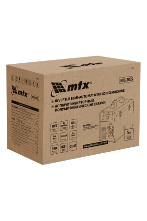 Аппарат инвертор. полуавтомат. cварки MIG-200S, 200A, ПВ 60%, катушка 5 кг MTX