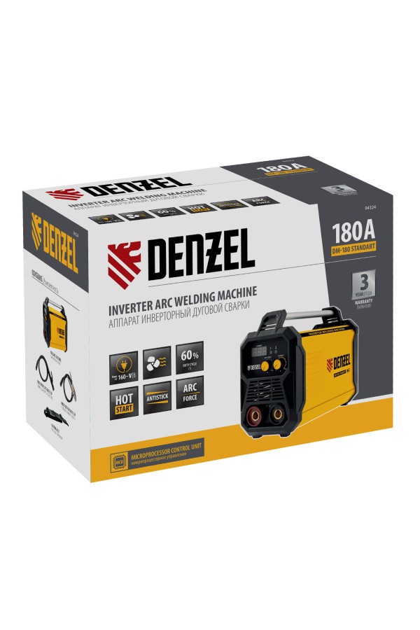 Аппарат инвертор. дуговой сварки DM-180 Standart, 180 А, ПВ 60% Denzel