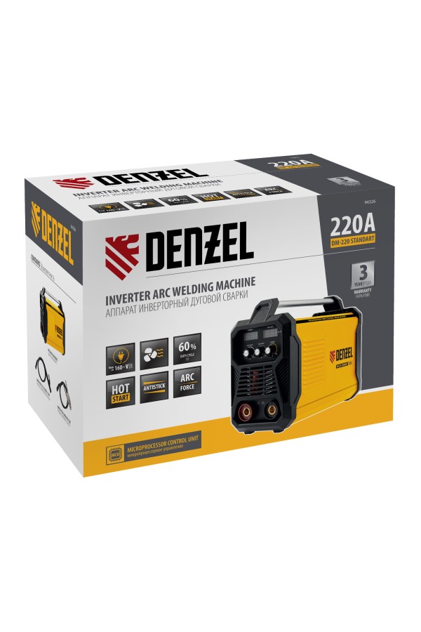 Аппарат инвертор. дуговой сварки DM-220 Standart, 220 А, ПВ 60% Denzel
