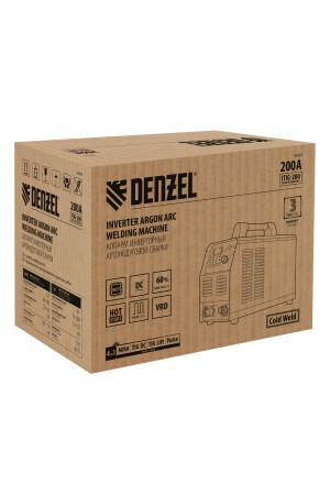 Аппарат инвертор. аргонодуговой сварки ITIG-200 DС Pulse Cold Weld, 200 А, ПВ 60%// Denzel
