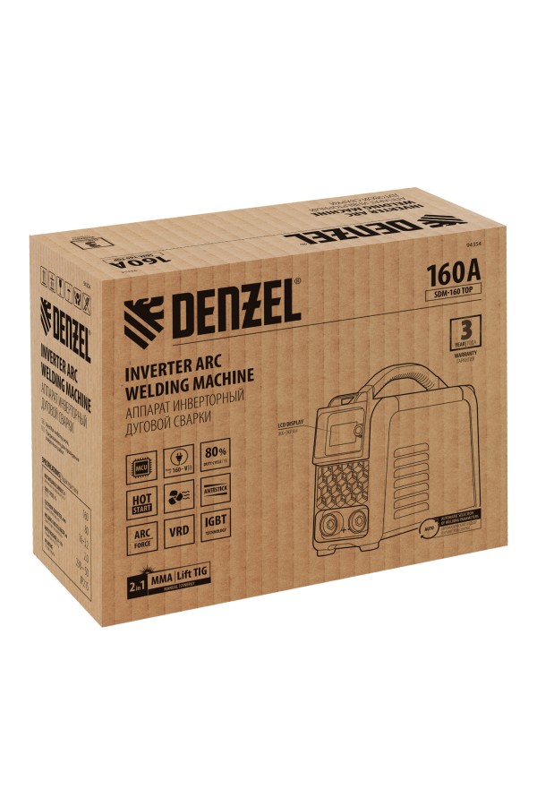 Аппарат инвертор. дуговой сварки SDM-160 Top, 160 А, ПВ 80% Denzel