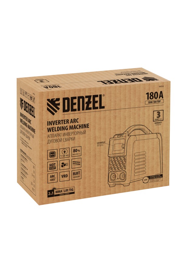 Аппарат инвертор. дуговой сварки SDM-180 Top, 180 А, ПВ 80% Denzel