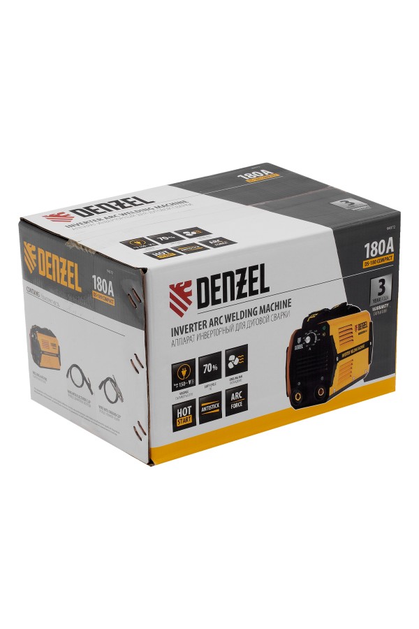 Аппарат инверторный дуговой сварки DS-180 Compact, 180 А, ПВ 70%, диаметр электрода 1.6-4 мм Denzel