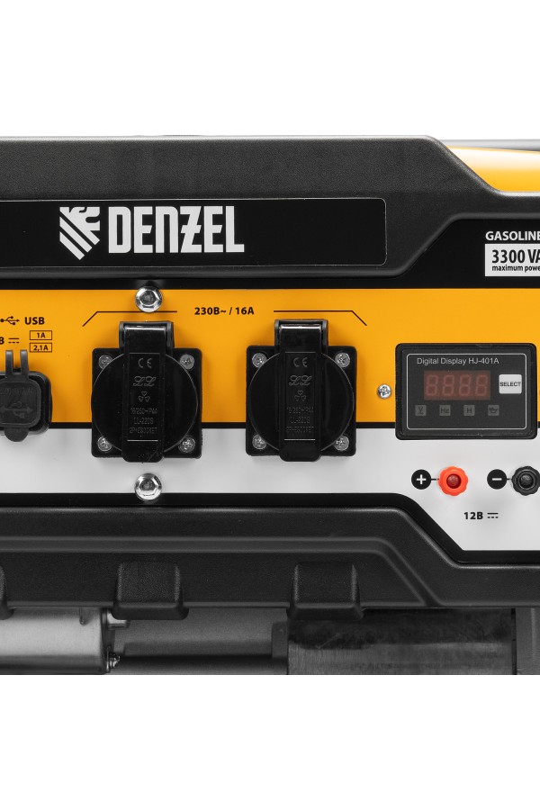 Генератор бензиновый PS-33E, 3.3 кВт, 230В, 15 л, электростартер Denzel