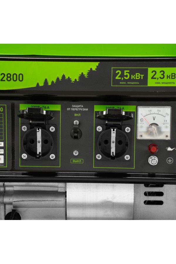 Генератор бензиновый БС-2800, 2.5 кВт, 230В, четырехтактный, 15 л, ручной стартер Сибртех