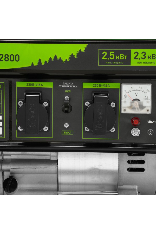 Генератор бензиновый БС-2800, 2.5 кВт, 230В, четырехтактный, 15 л, ручной стартер Сибртех