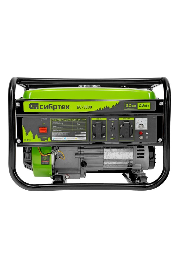 Генератор бензиновый БС-3500, 3.2 кВт, 230В, четырехтактный, 15 л, ручной стартер Сибртех