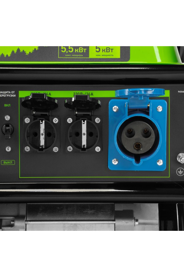 Генератор бензиновый БС-6500, 5.5 кВт, 230В, четырехтактный, 25 л, ручной стартер Сибртех