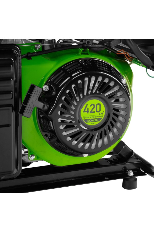 Генератор бензиновый БС-6500, 5.5 кВт, 230В, четырехтактный, 25 л, ручной стартер Сибртех