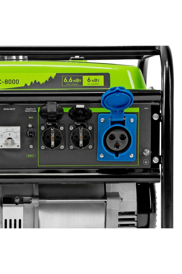 Генератор бензиновый БС-8000, 6,6 кВт, 230В, четырехтактный, 25 л, ручной стартер Сибртех